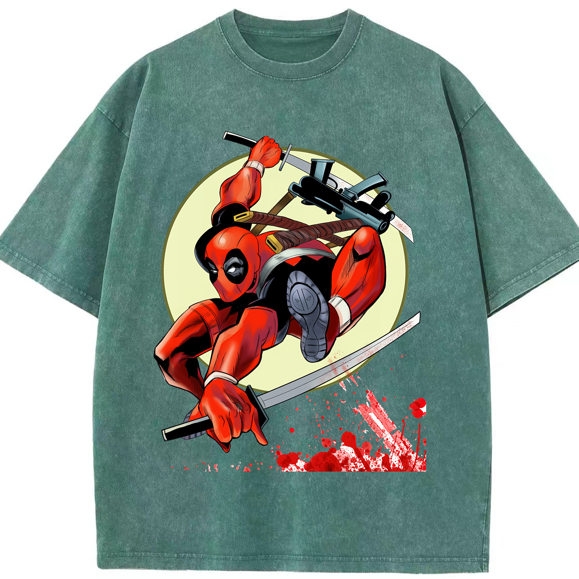 （画像用） Deadpool デッドプール 綿100% ヴィンテージ風 半袖Tシャツ（フロントプリント）